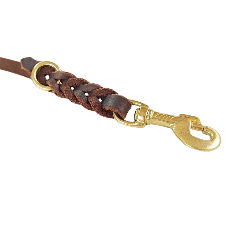 Two big Dog Leash Braided Real Leather Double Leashes P chain Collar Multifunctional Long Short Large Dog Walking Training Lead