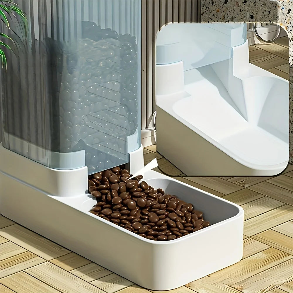 Automatic pet feeder water bowl and dog food bowl, suitable for cats and dogs, with storage bucket, automatic feeding and easy