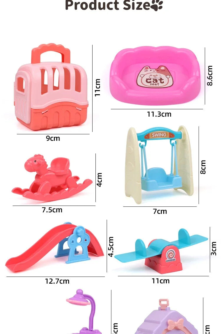 Dog Doll Set Puppy Pretend Play Toys Children Play House Accessories Pet House Scene Games Toys Kids Sensory Dog Pet Basket Toys