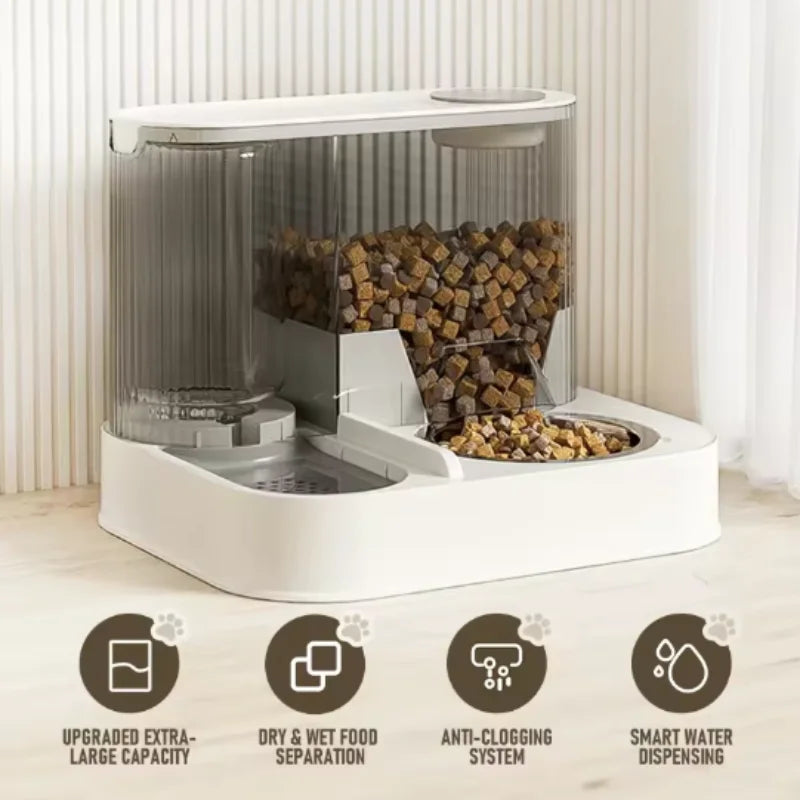 Automatic Feeder for Cats And Dogs with Water Fountain Large Food Storage Dispenser Pet Bowl Accessory for Puppies And Kittens