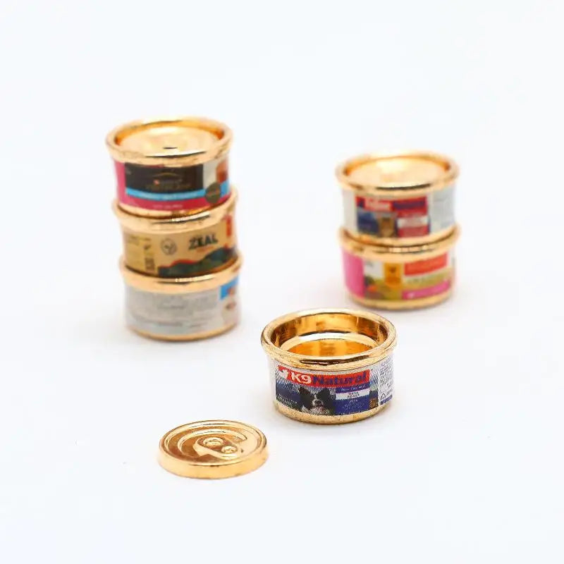 [J] 1/5Pcs Pretend Play Toys 1/12 Dollhouse Simulation Cat/Dog Can Mini Pet Food Toy Dolls House Home Decorations