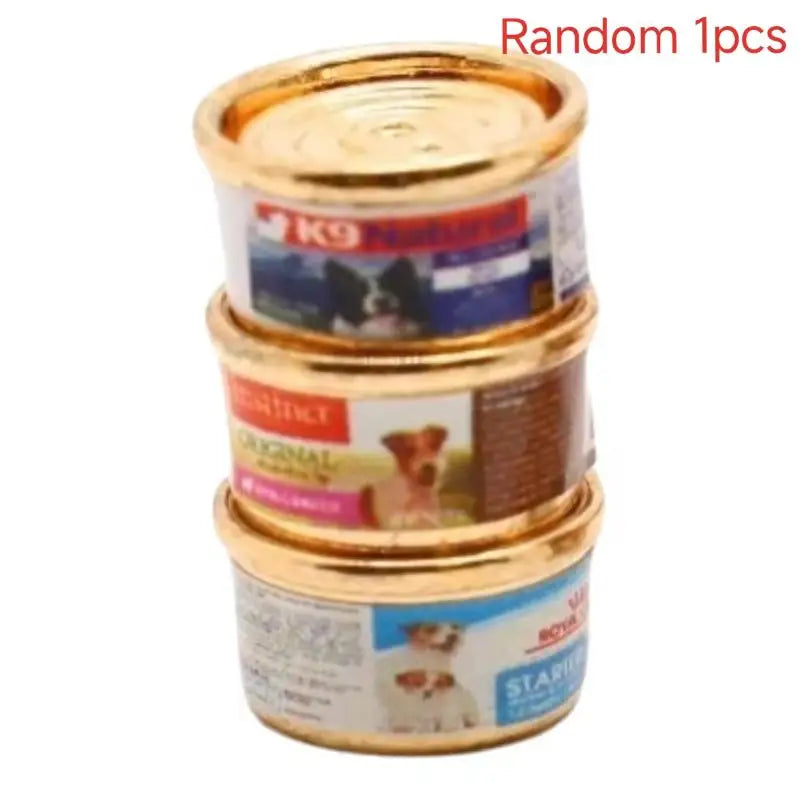 1/5Pcs Pretend Play Toys 1/12 Dollhouse Simulation Cat/Dog Can Mini Pet Food Toy Dolls House Home Decorations