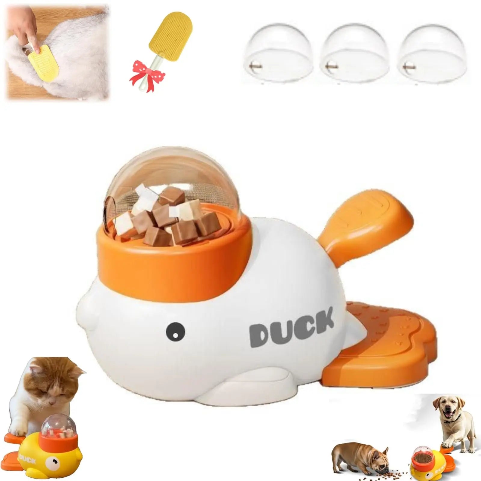 Duck Pet Feeder Automatic Feeder for Cats and Dogs Educational Toy Prevents Overeating Supports Multiple Families Training Toy
