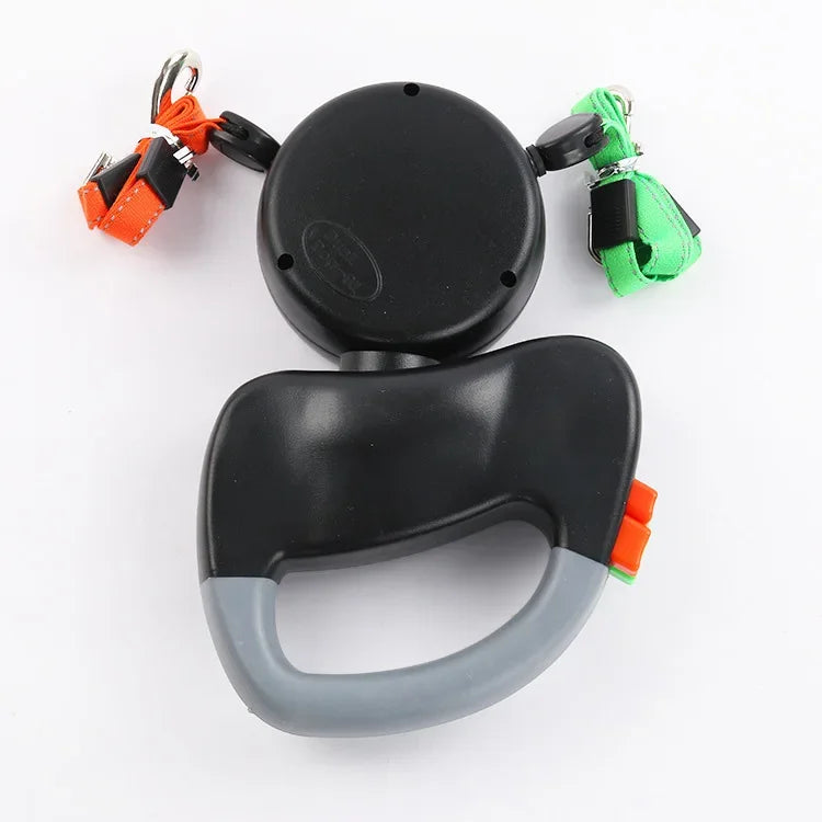 Two Dog Reflective Retractable Pet Leash Two Dogs Each up to 50 lbs and 10ft