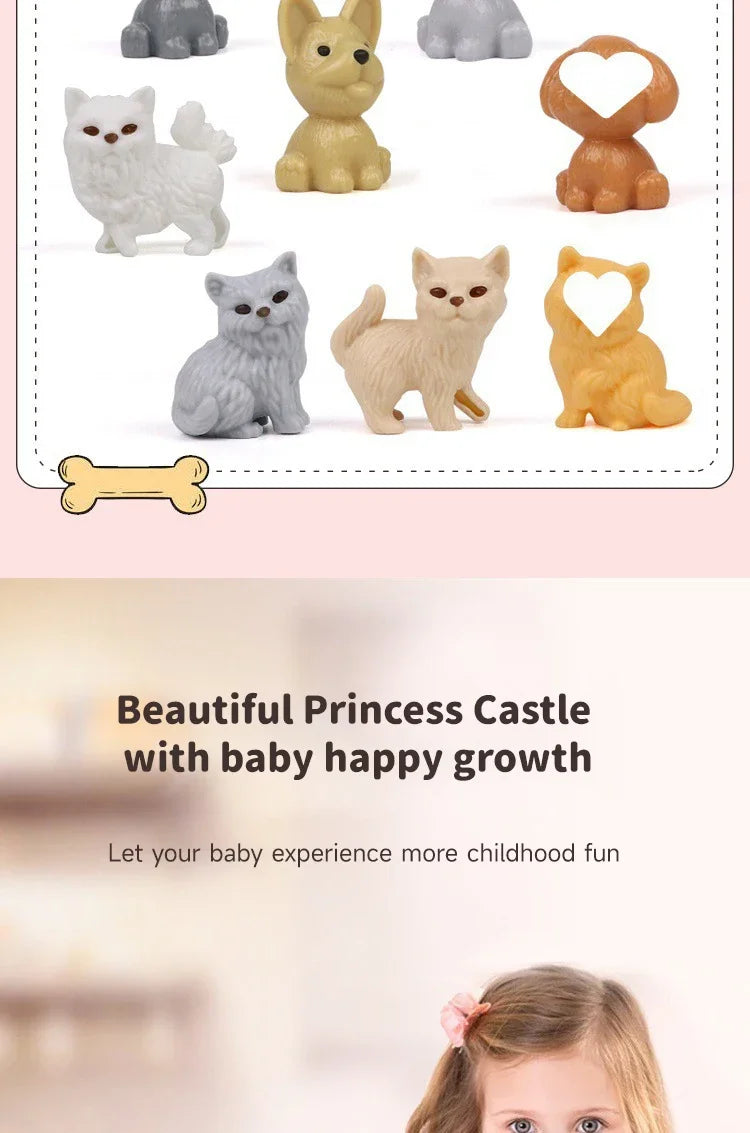 Dog Doll Set Puppy Pretend Play Toys Children Play House Accessories Pet House Scene Games Toys Kids Sensory Dog Pet Basket Toys
