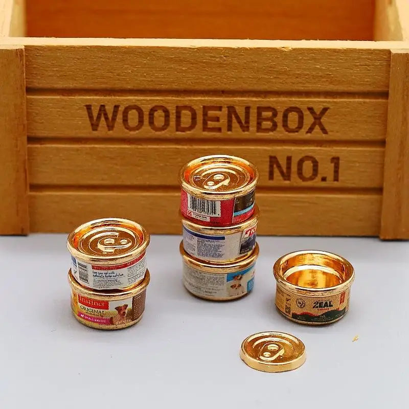 [J] 1/5Pcs Pretend Play Toys 1/12 Dollhouse Simulation Cat/Dog Can Mini Pet Food Toy Dolls House Home Decorations