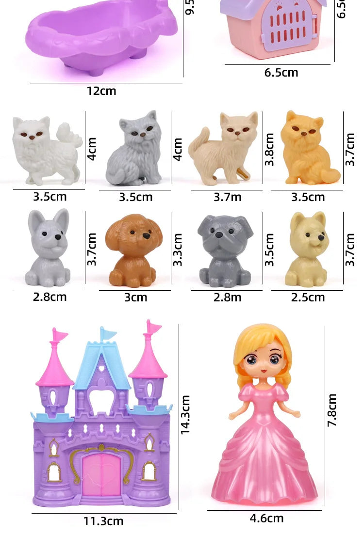 Dog Doll Set Puppy Pretend Play Toys Children Play House Accessories Pet House Scene Games Toys Kids Sensory Dog Pet Basket Toys