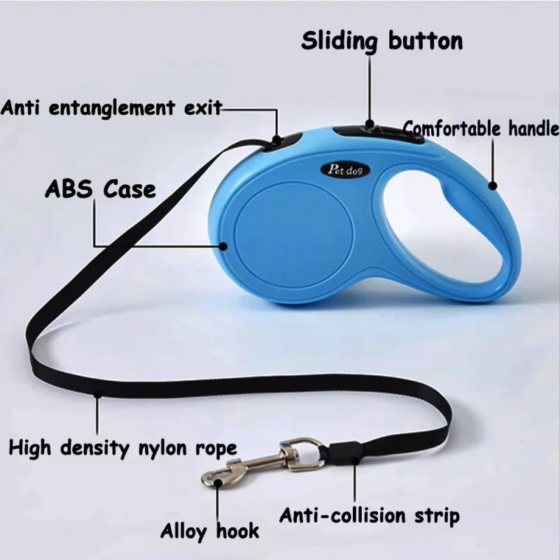 Retractable Dog Leash 3M 5M Strong Pet Lead Automatic Extendable Strap for Small Medium Dogs Accessories Walking Puppy Lead Rope