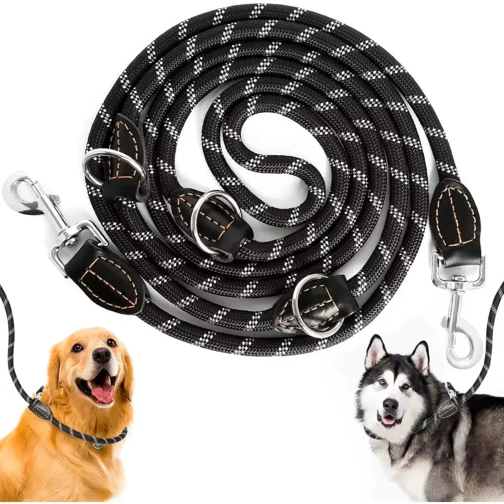 2025 Dog Leash -Double Heavy Duty Traction Rope for Strong Dogs - Enhance Safety and Contr with Comfortable Padded Handle Good
