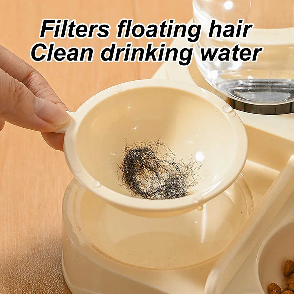 1 PC 2-in-1 Automatic Feeder with Controllable Food Amount for Small Animal Pets Rabbits Cats Dogs Feeder Bowl with Drink Bottle